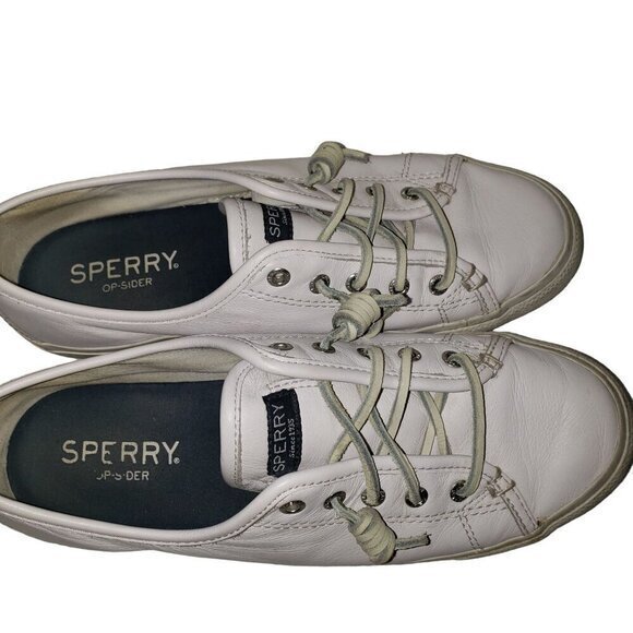Sperry Top-Sider White Leather Slip-on Sneakers Womens Shoes Size 8.5 Pre-Owned - Picture 11 of 12
